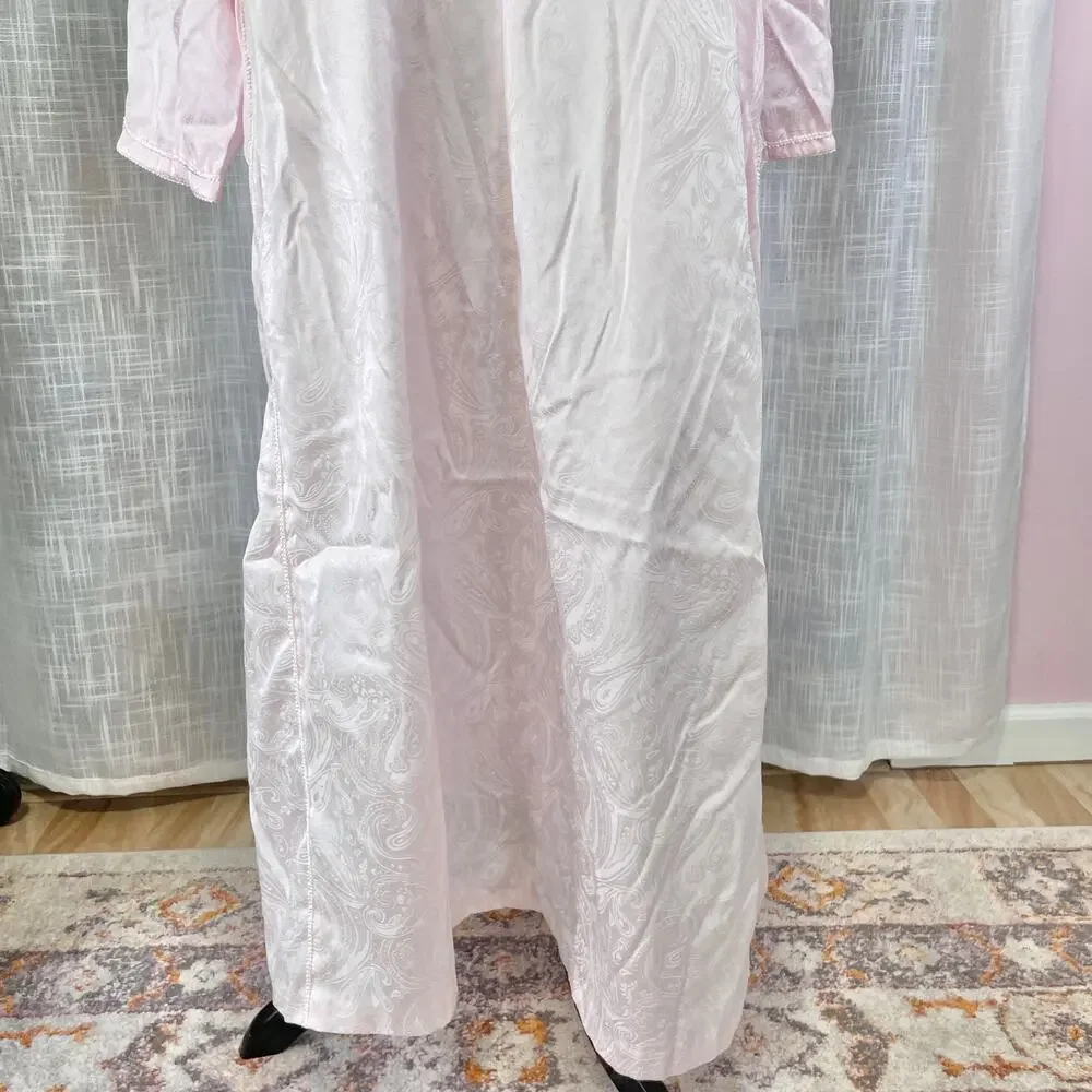 VTG Oscar De La Renta Night Gown Pink Paisley Satin Feminine Coquette Soft Girl